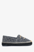 Pre-Loved Chanel™ Blue/Gold Velvet CC Espadrilles Size 38