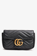 Gucci Black Chevron Leather Marmont Super Mini Crossbody
