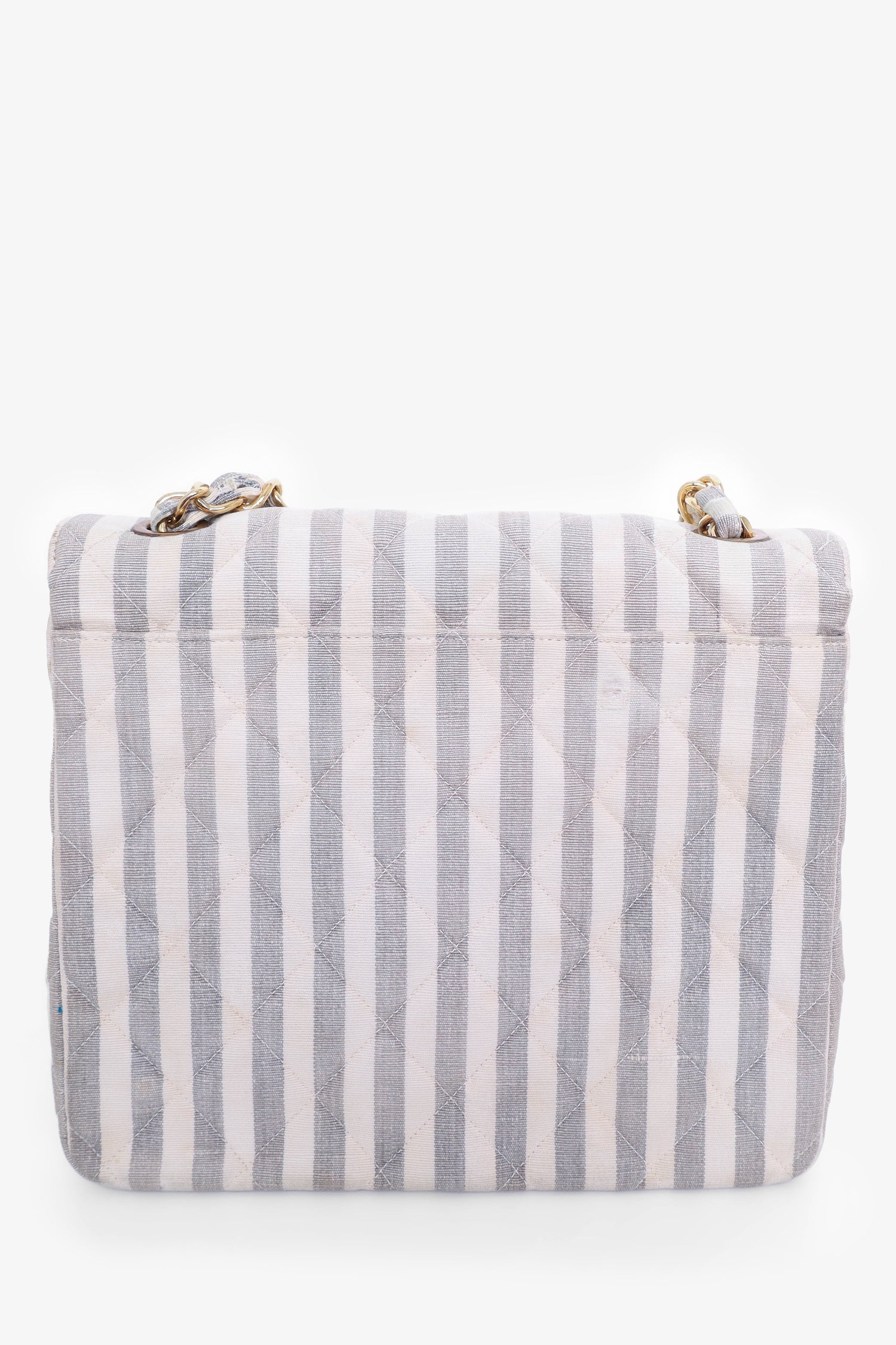 Pre-Loved Chanel™ 1994-96 Grey/White Striped Chain Shoulder Bag