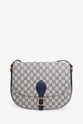 Gucci Black/Beige GG Canvas Large Flap Saddle Bag