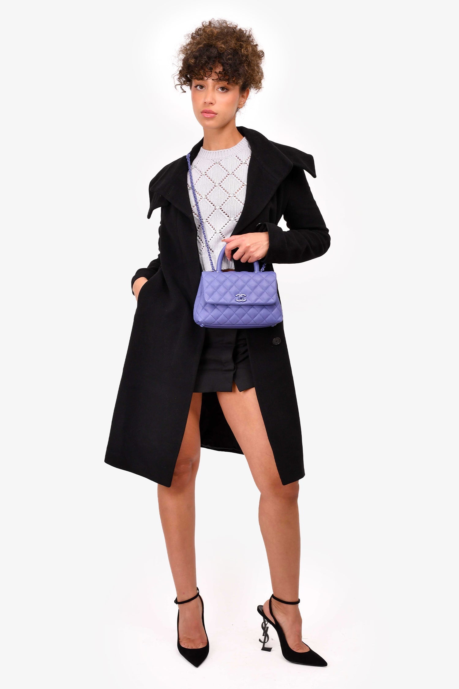 Pre-Loved Chanel™ 2020 Purple Caviar Leather Mini Coco Top Handle