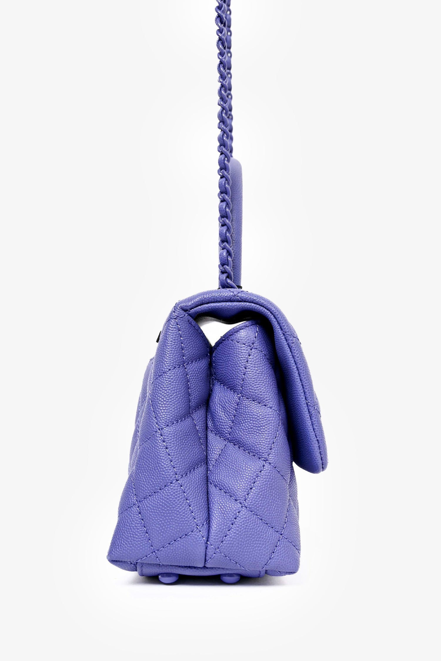 Pre-Loved Chanel™ 2020 Purple Caviar Leather Mini Coco Top Handle