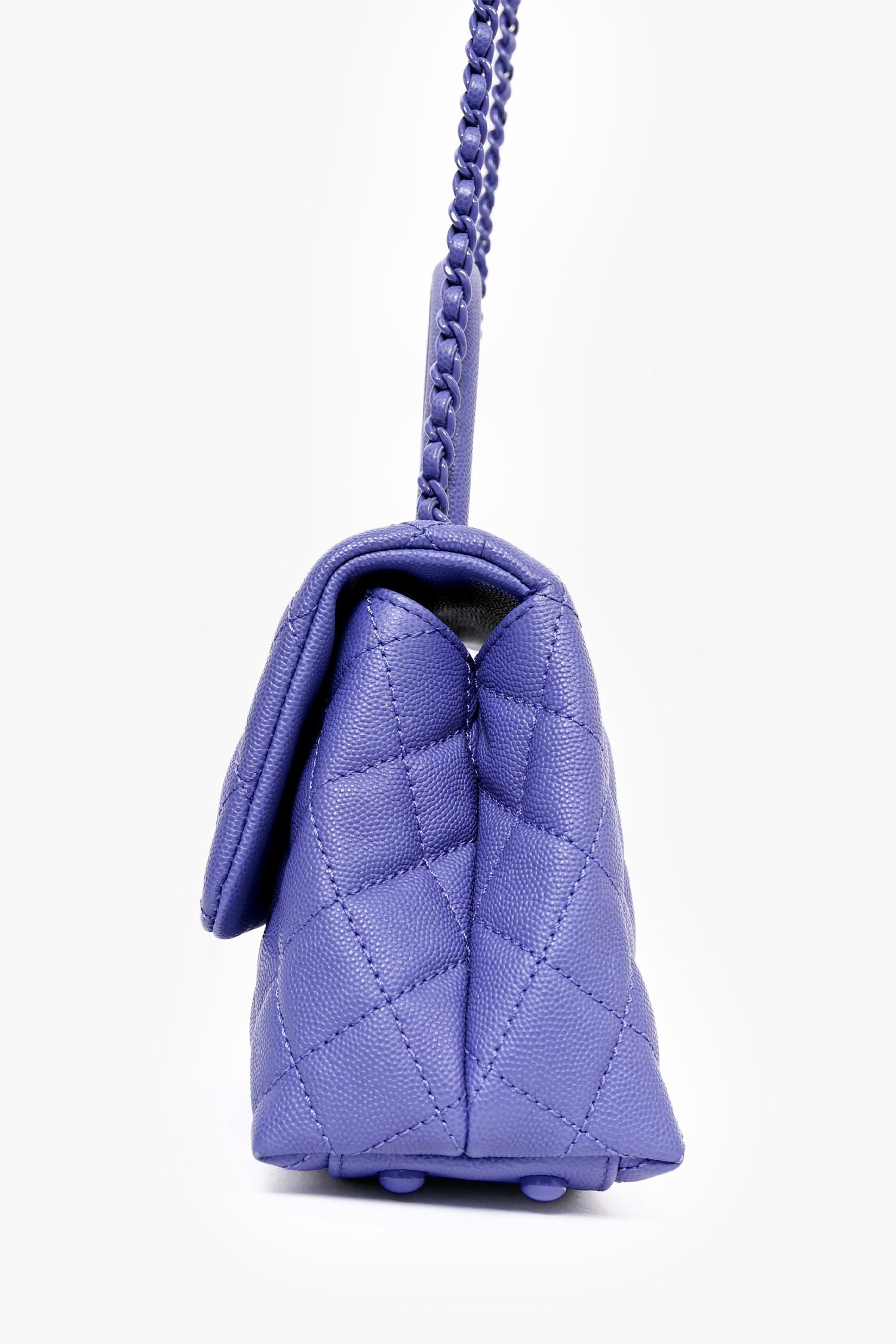 Pre-Loved Chanel™ 2020 Purple Caviar Leather Mini Coco Top Handle