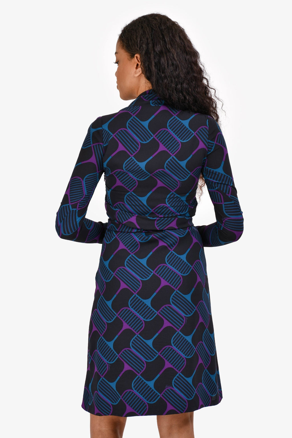 Gucci 2006 Black/Purple/Blue Silk Belted Mini Dress Size 38