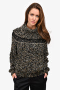 Pre-Loved Chanel™ 2019 Black/Gold Wool Fold-over Collar Sweater Size 36
