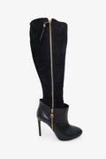Louis Vuitton Black Leather and Suede Calf Length Booties Size 37