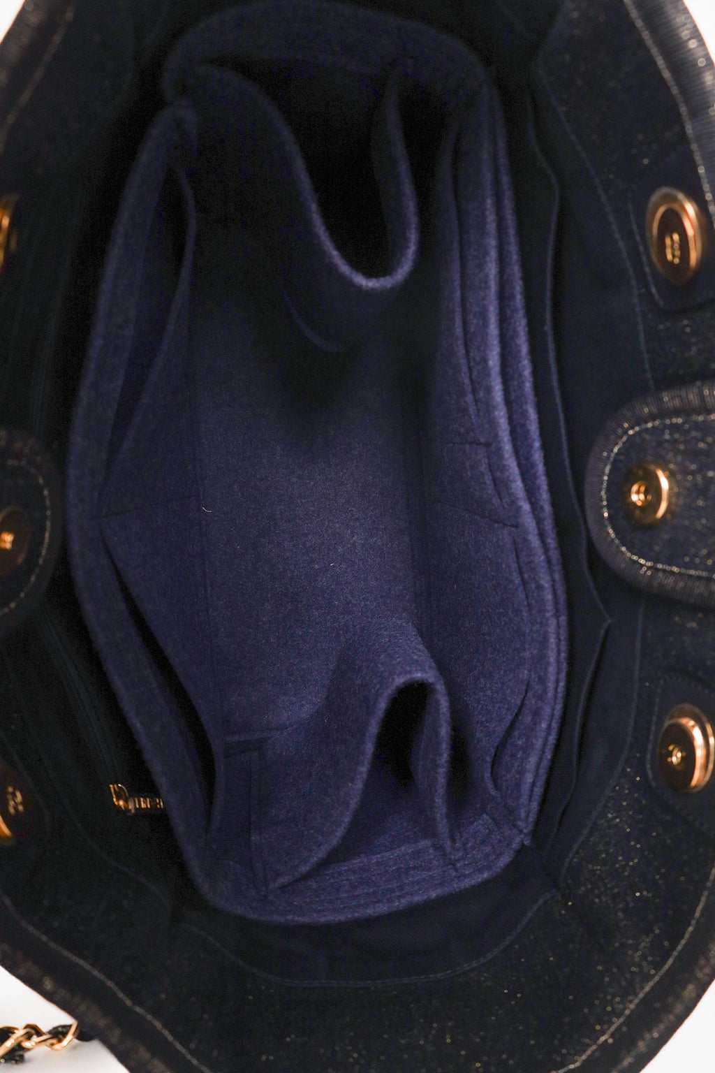 Pre-Loved Chanel™ 2018-19 Navy Glitter Canvas Deauville Tote Bag