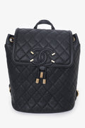 Pre-Loved Chanel™ 2018 Black Caviar Quilted CC Filigree Backpack