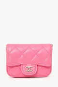 Pre-Loved Chanel™ Chanel 2019/20 Pink Caviar Leather Quilted Classic Flap Belt Bag