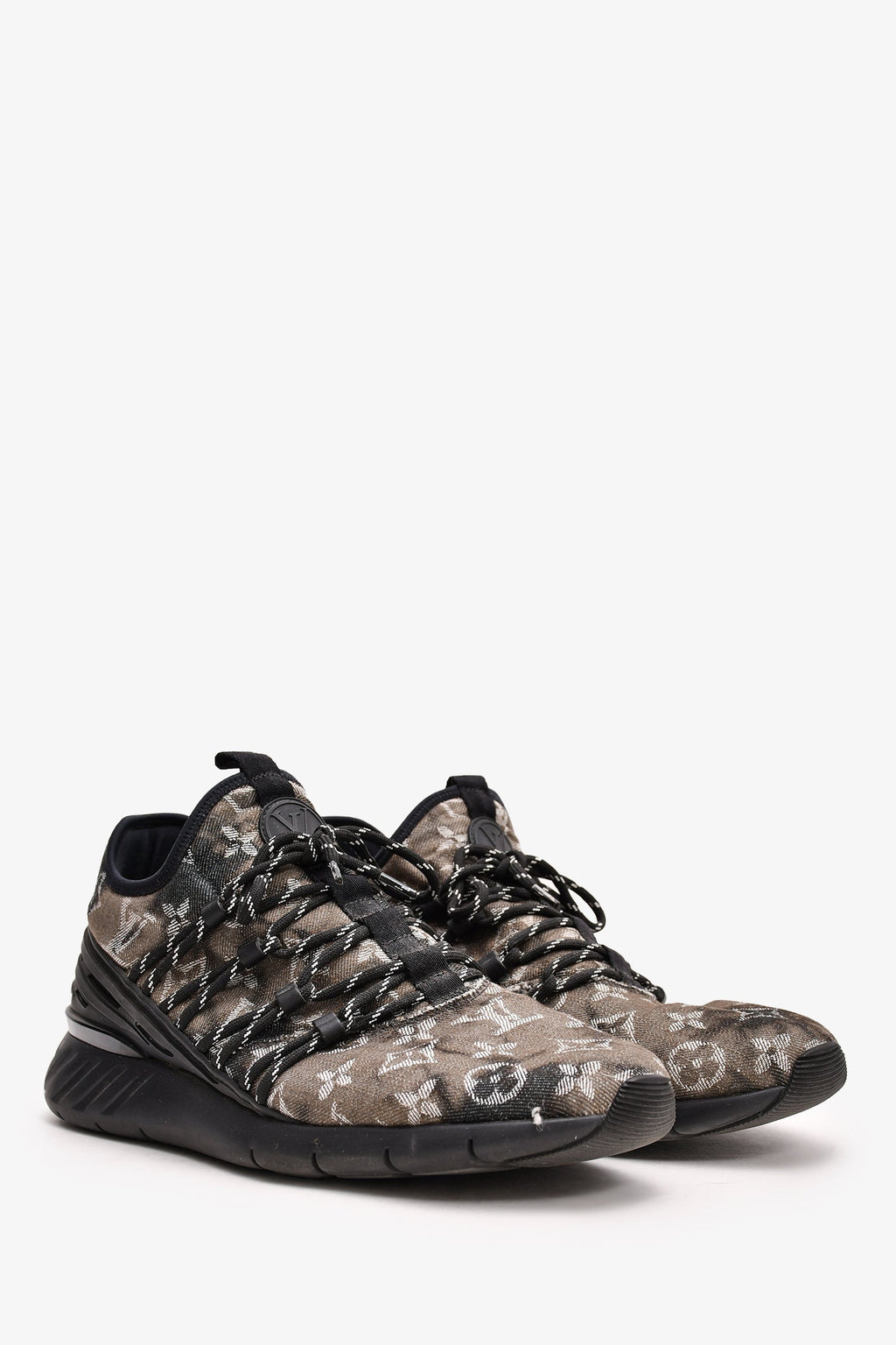 Louis Vuitton Black Tie Dye Denim Fastlane Sneakers Size 8 Men