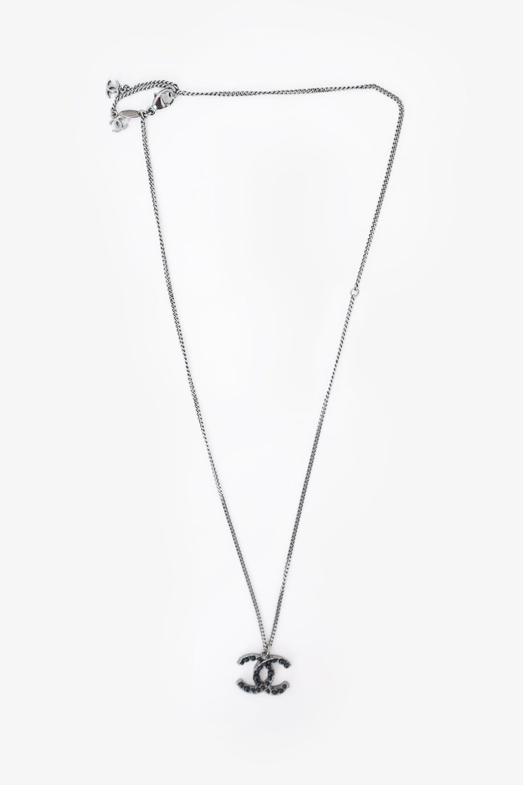 Pre-Loved Chanel™ Black Tone Resin CC Beaded Pendant Necklace