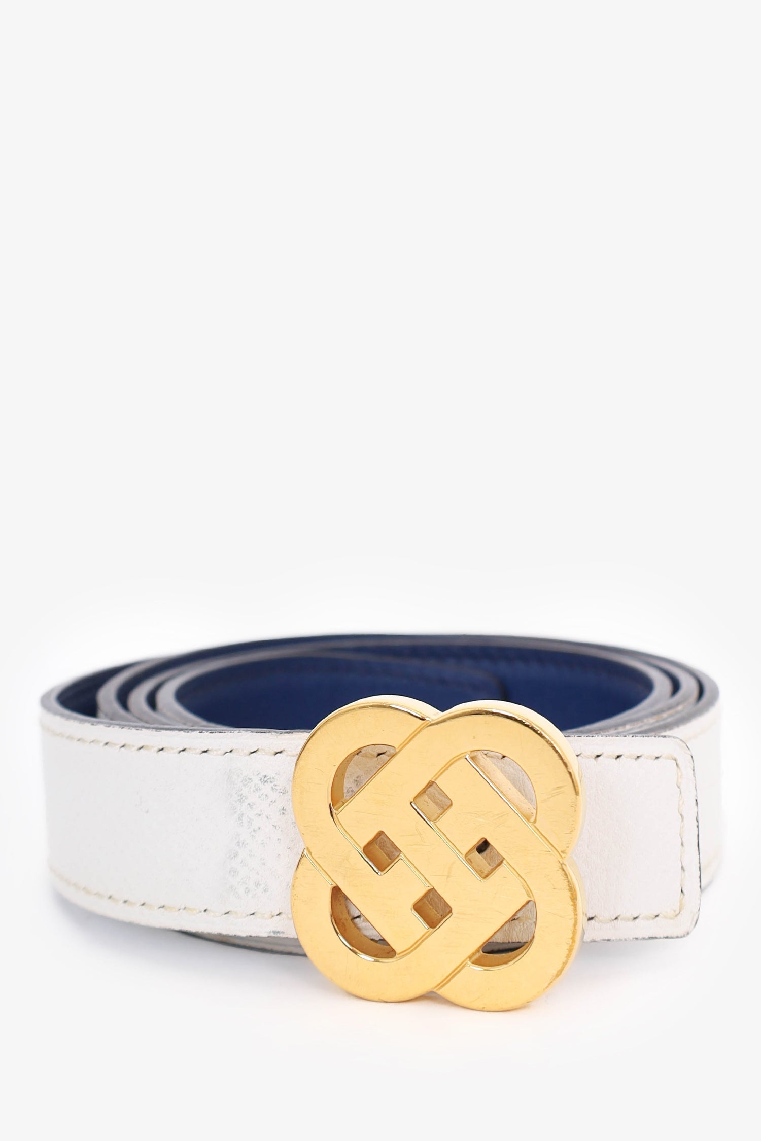 Hermès White/Navy Reversible Leather 24 mm Iris Belt Kit