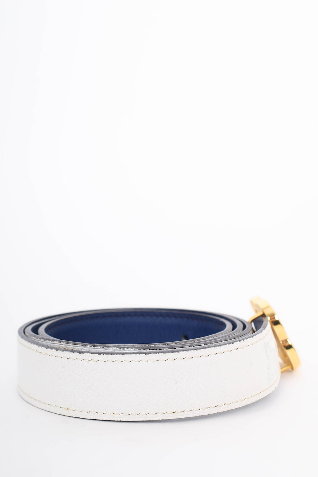Hermès White/Navy Reversible Leather 24 mm Iris Belt Kit