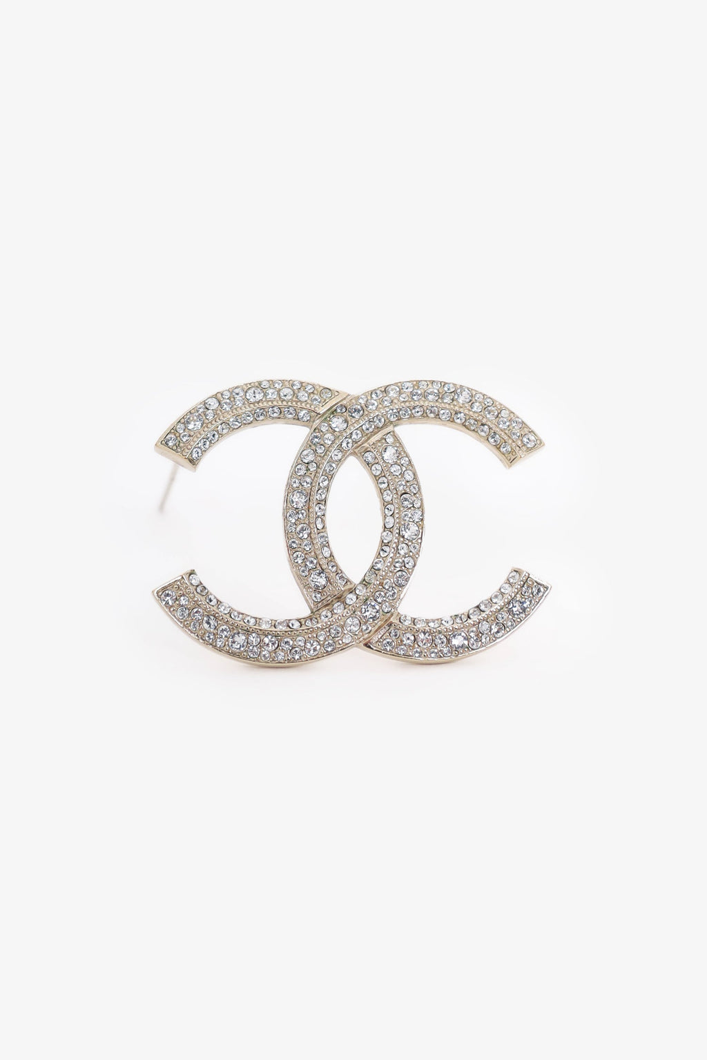 Pre-Loved Chanel™ Gold Tone Crystal CC Brooch