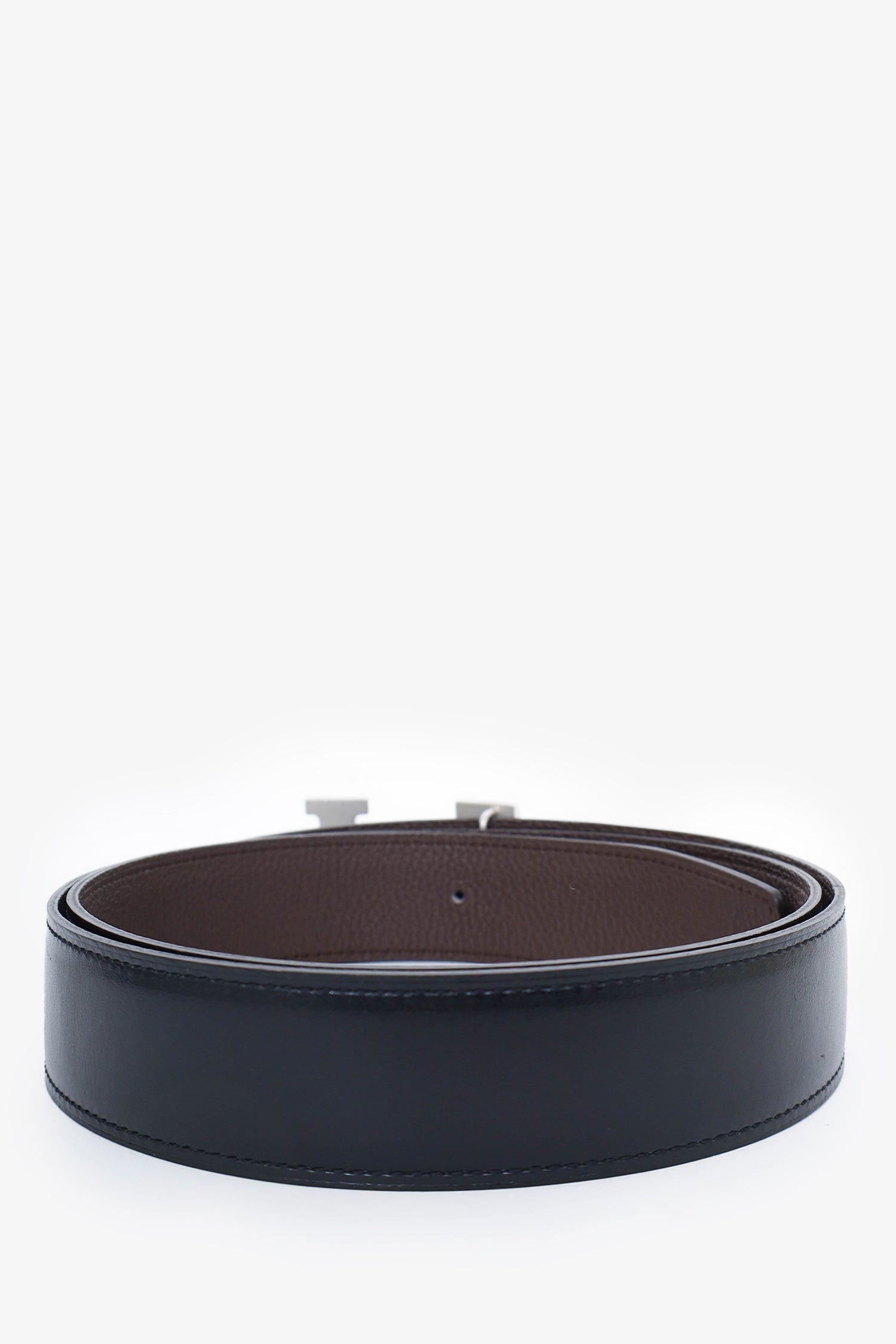 Hermès Black/Brown Leather Reversible Belt Size 95