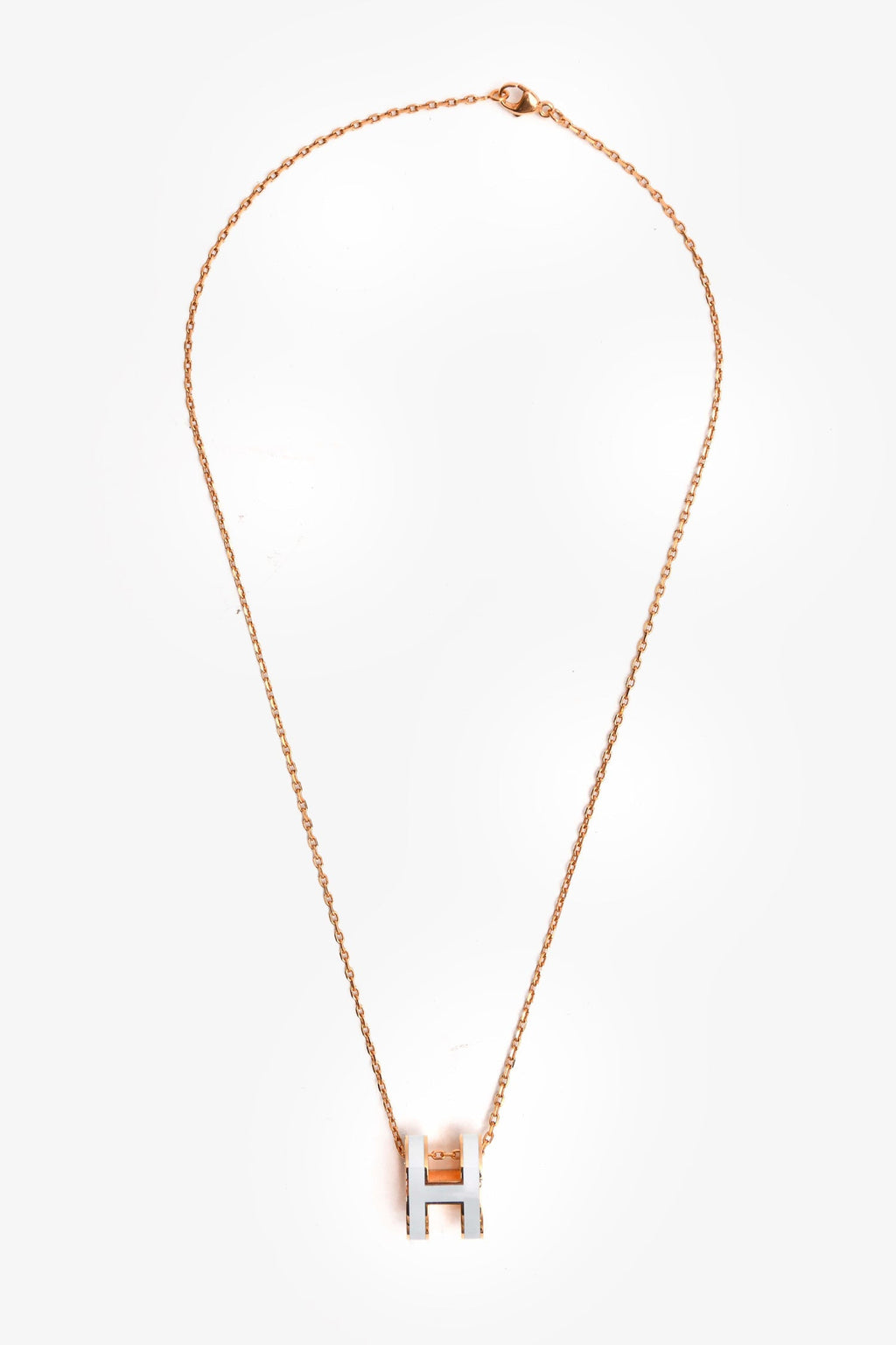 Hermès Rose Gold Toned/Baby Blue Enamel H Pop Necklace