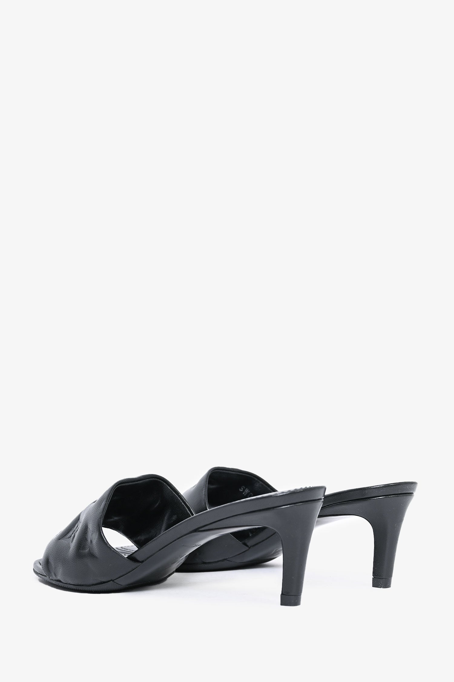 Louis Vuitton Black Leather Monogram Padded Kitten Heel Size 6