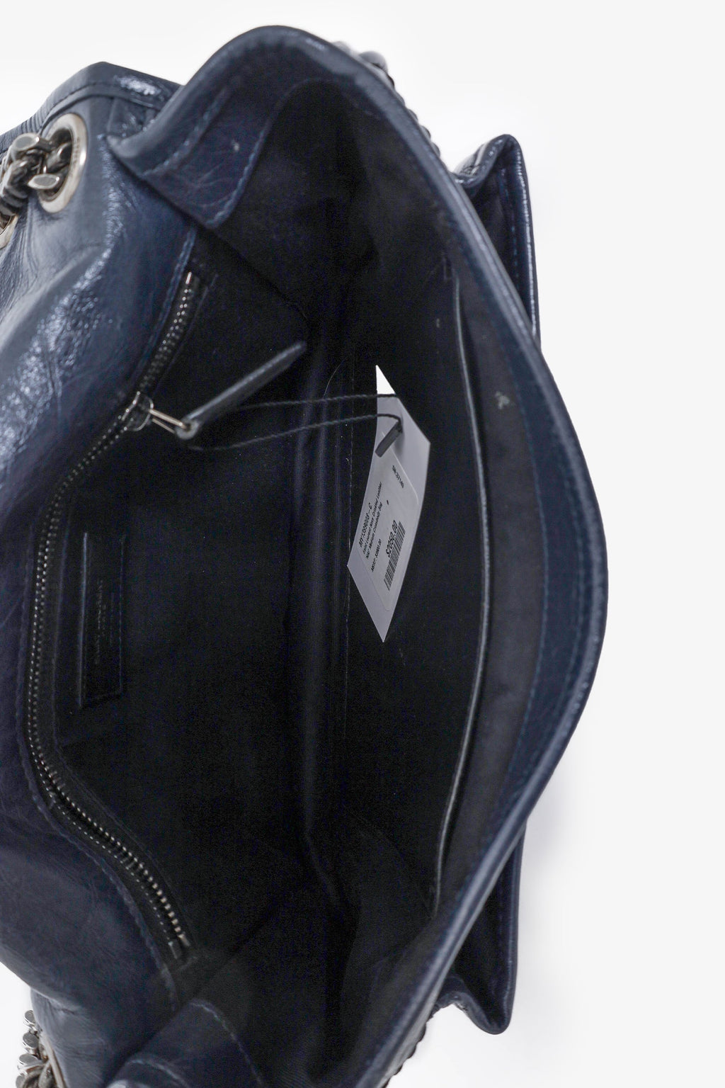 Saint Laurent Navy Crinkled Leather 'Niki' Medium Crossbody Bag