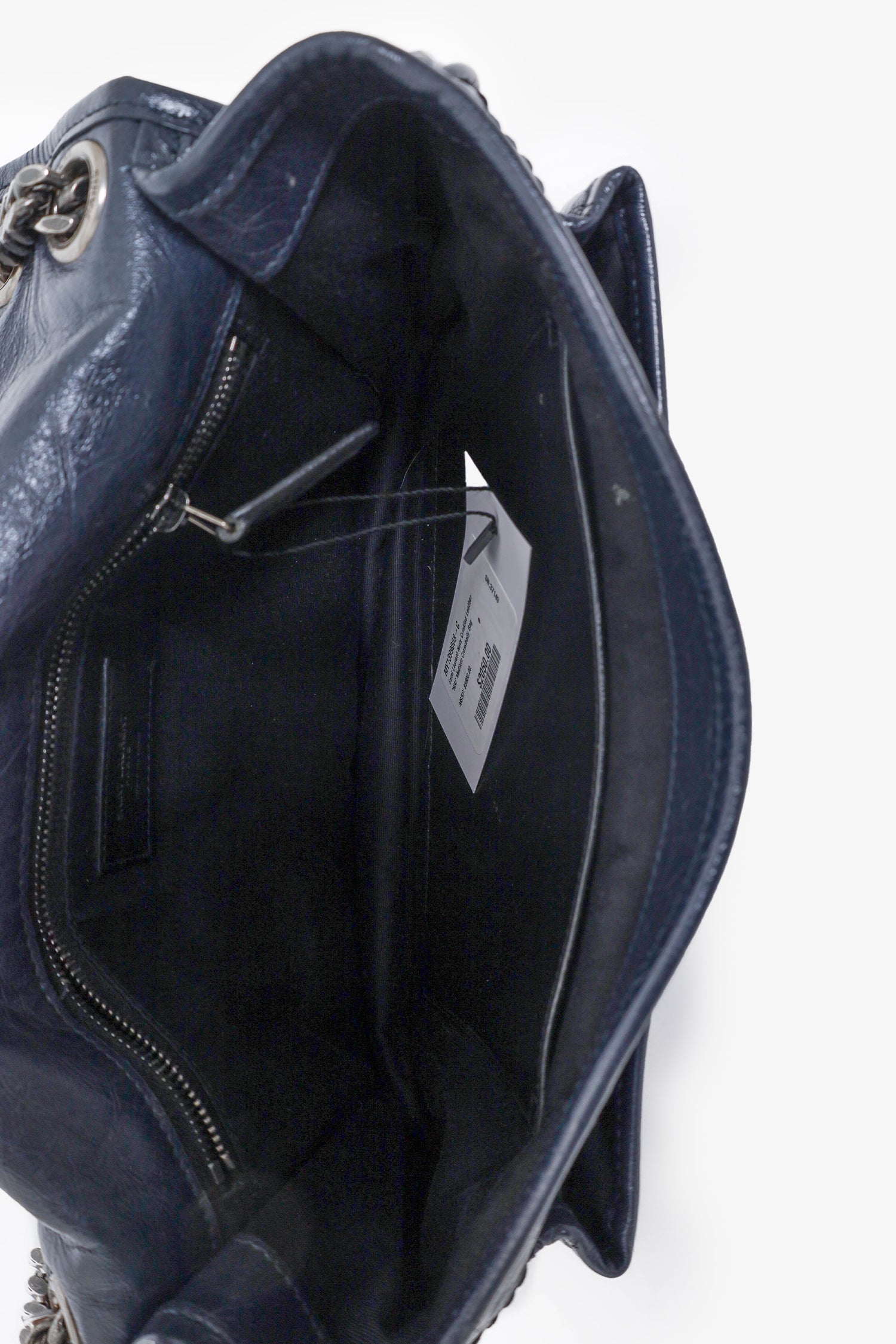 Saint Laurent Navy Crinkled Leather 'Niki' Medium Crossbody Bag