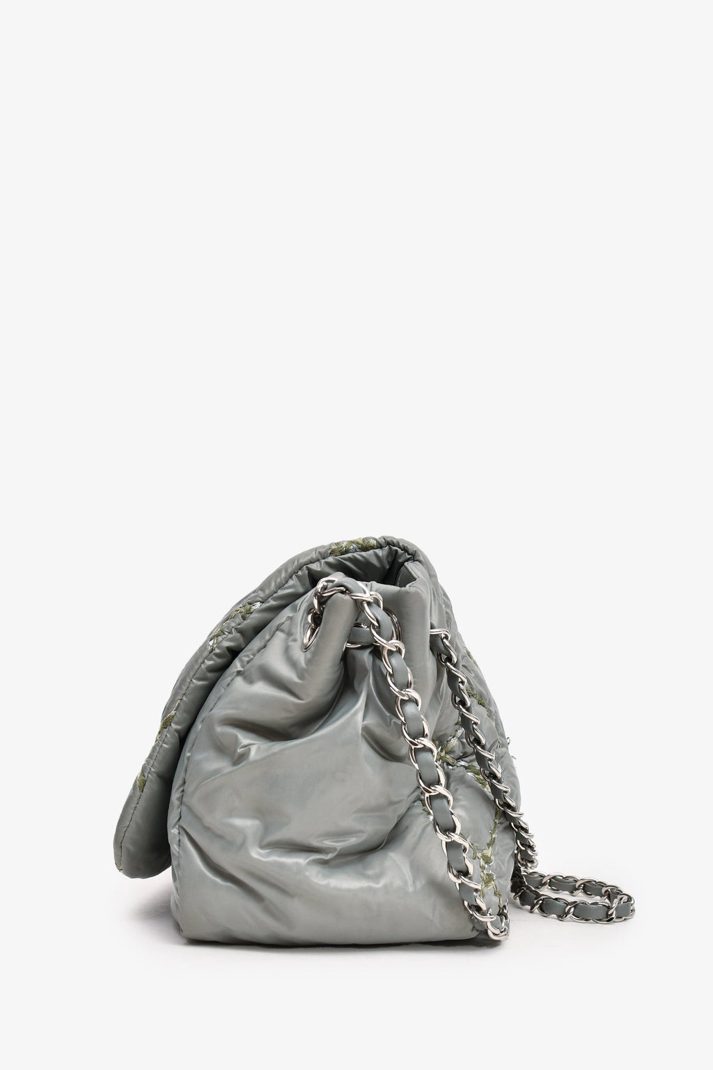Pre-Loved Chanel™ 2011 Pale Green Nylon Paris-Byzance 'Tweed on Stitch' Bubble Flap Shoulder Bag