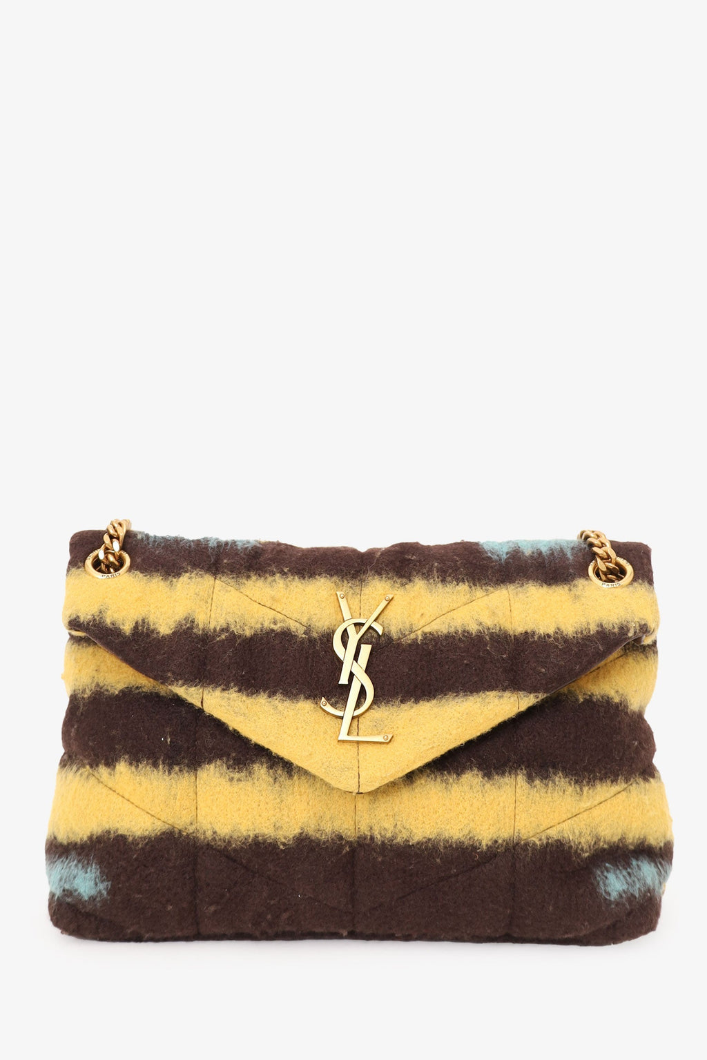 Saint Laurent Brown/Yellow Wool Small Loulou Shoulder Bag