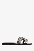 Hermès Black/Silver Clou de Selle Oran Sandals Size 36