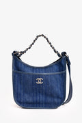 Pre-Loved Chanel™ 2017/18 Navy Denim Small Jungle Stroll Crossbody Bag