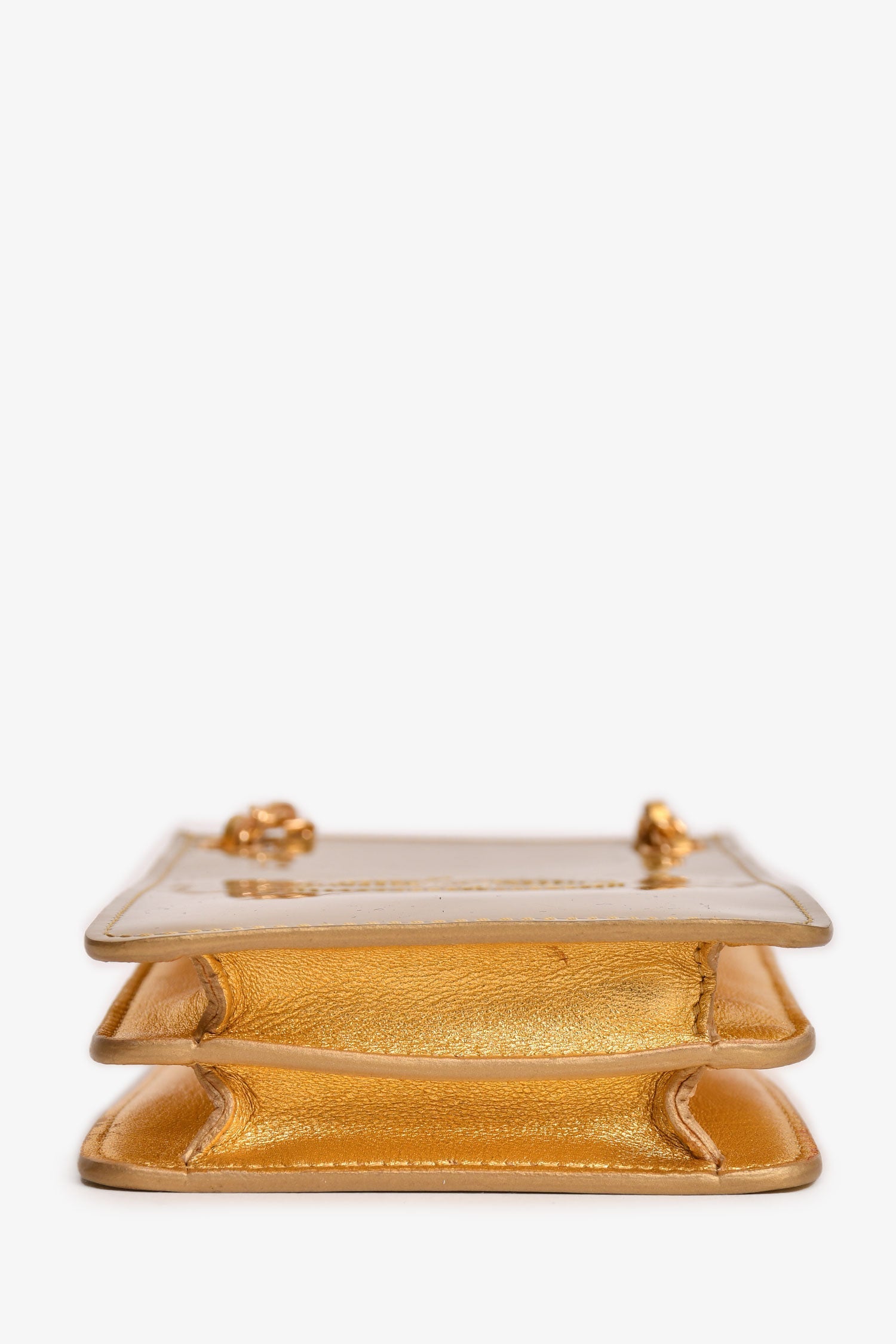 Pre-Loved Chanel™ 2014 Gold Patent Timeless CC Phone Holder