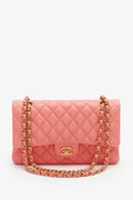 Pre-Loved Chanel™ Pink Lambskin Medium Classic Double Flap Bag 'Refurbished'