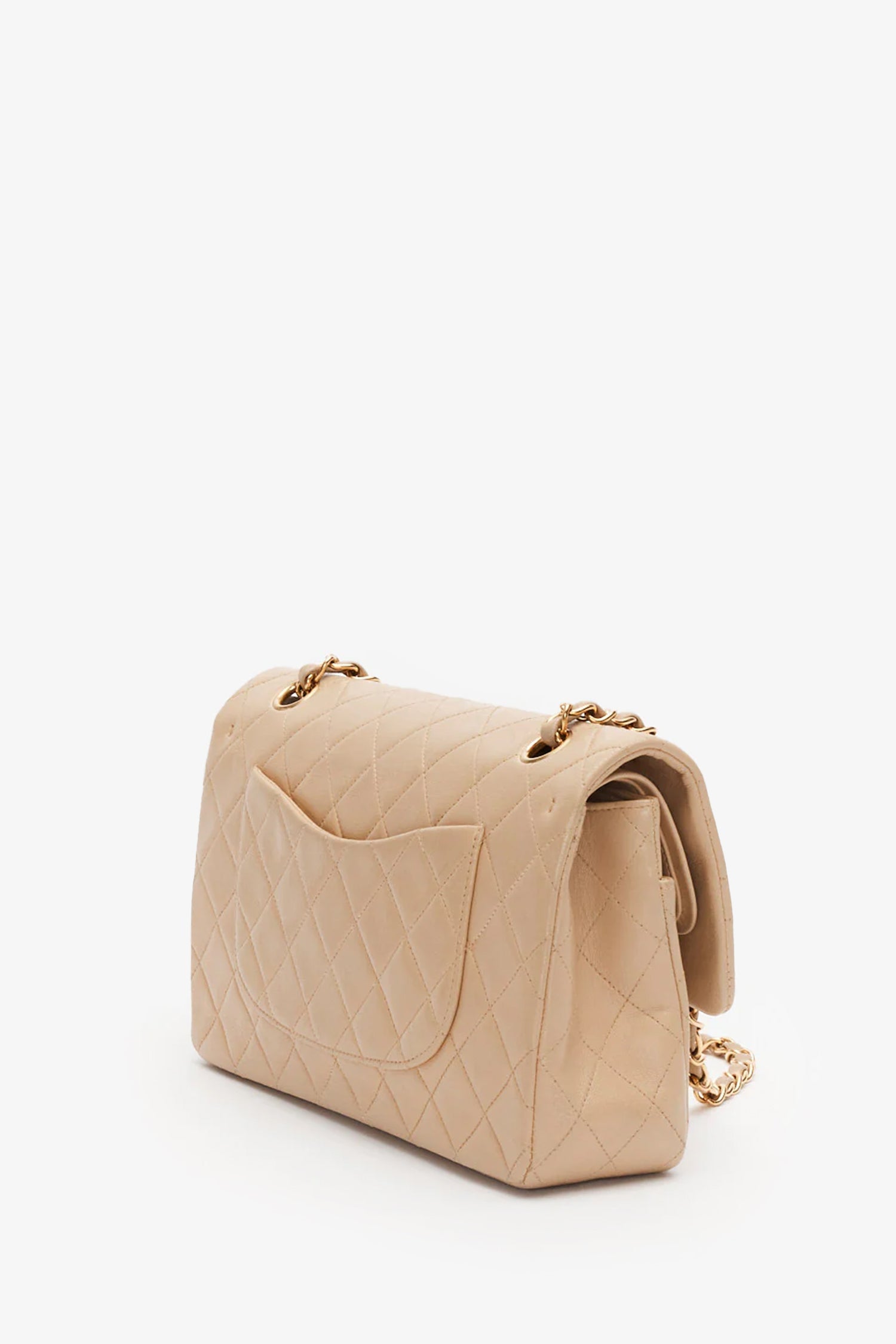 Pre-Loved Chanel™ Vintage Beige Lambskin Medium Classic Double Flap