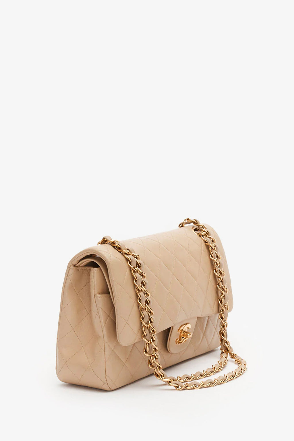 Pre-Loved Chanel™ Vintage Beige Lambskin Medium Classic Double Flap