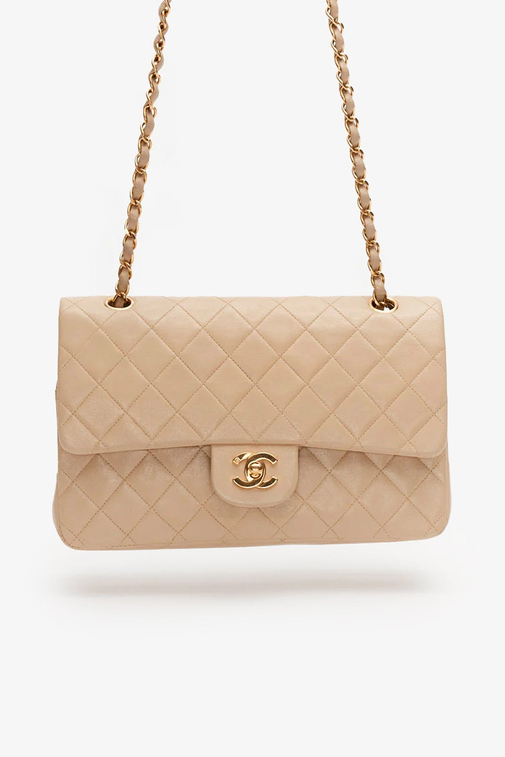 Pre-Loved Chanel™ Vintage Beige Lambskin Medium Classic Double Flap