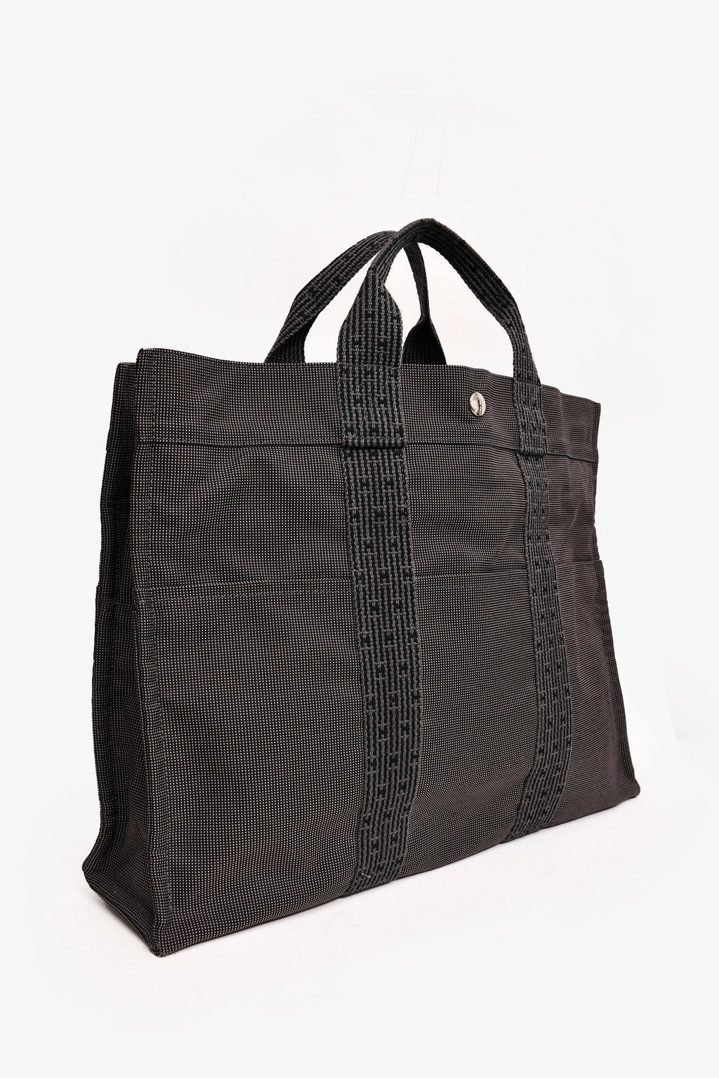 Hermès Grey Patterned Toile 'Herline' MM Tote