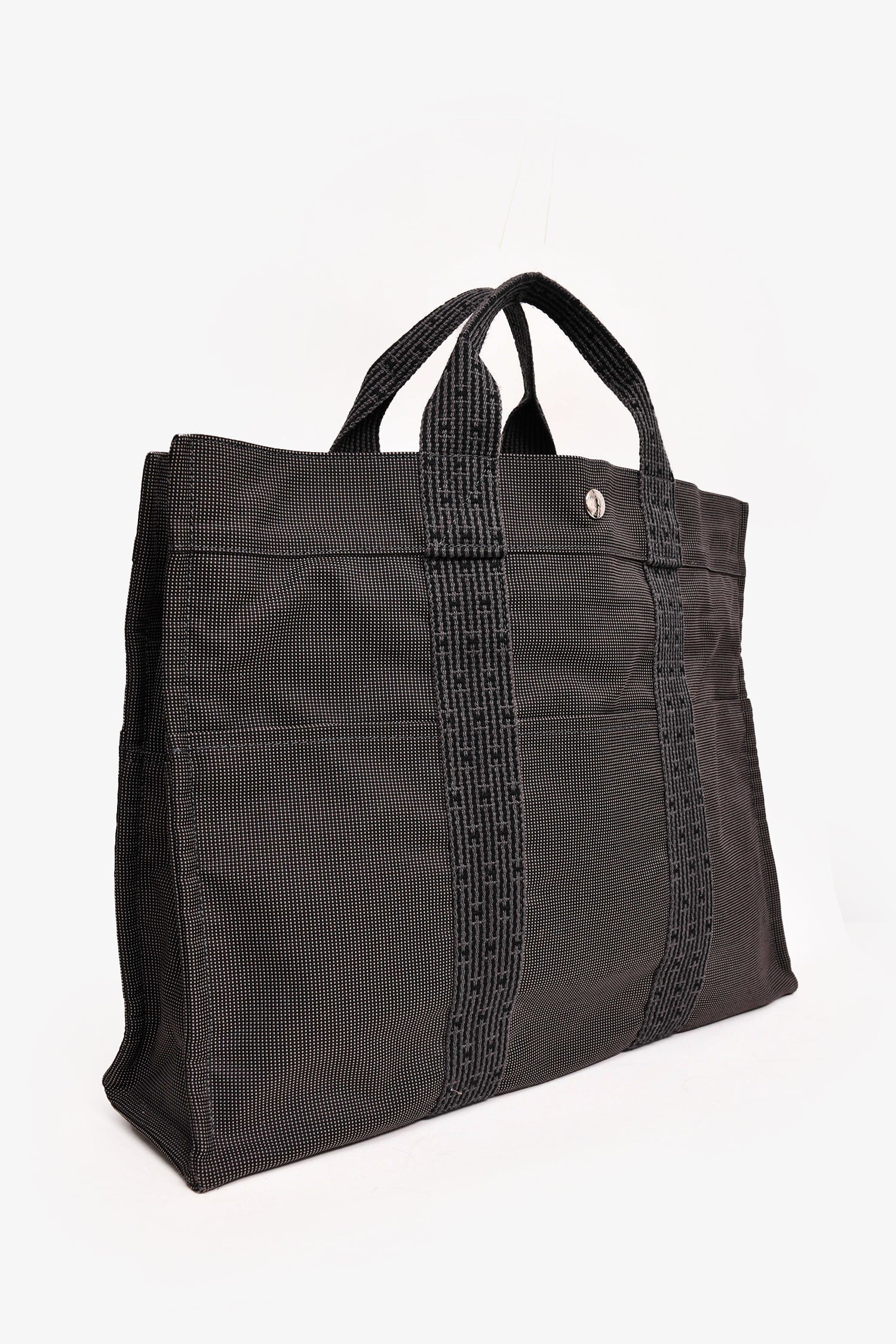 Hermès Grey Patterned Toile 'Herline' MM Tote