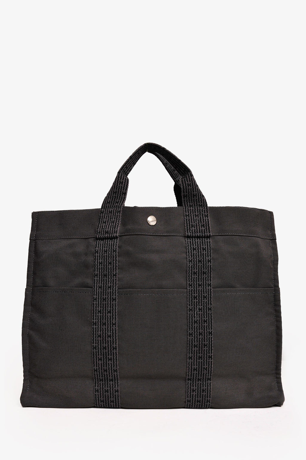 Hermès Grey Patterned Toile 'Herline' MM Tote