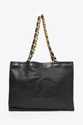 Pre-Loved Chanel™ 1991-94 Black CC XL Timeless Shopping Chain Tote (As Is)