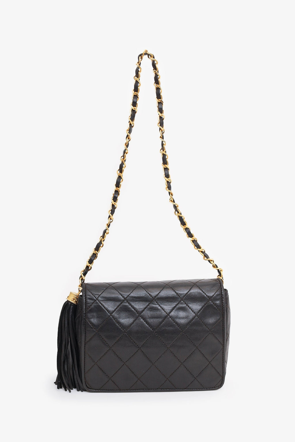 Pre-Loved Chanel™  1986-88 Black Quilted Lambskin CC Tassel Flap Bag