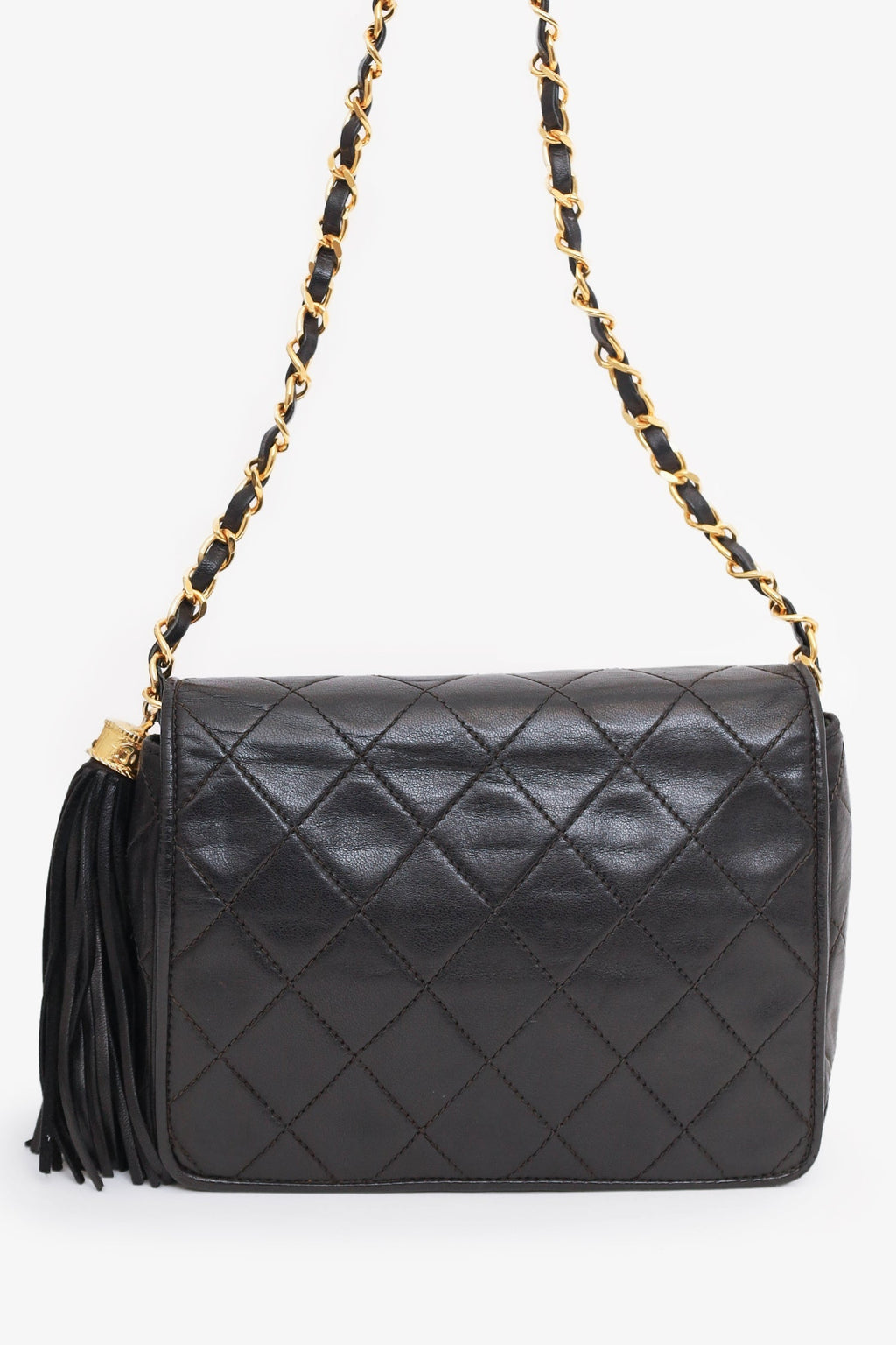 Pre-Loved Chanel™  1986-88 Black Quilted Lambskin CC Tassel Flap Bag
