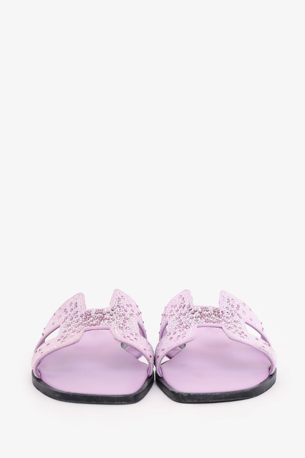 Hermès Purple Suede Crystal Oran Sandals Size 36.5