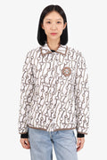 Hermès 2023 Runway White Horsebit Print Puffer Jacket Size 40