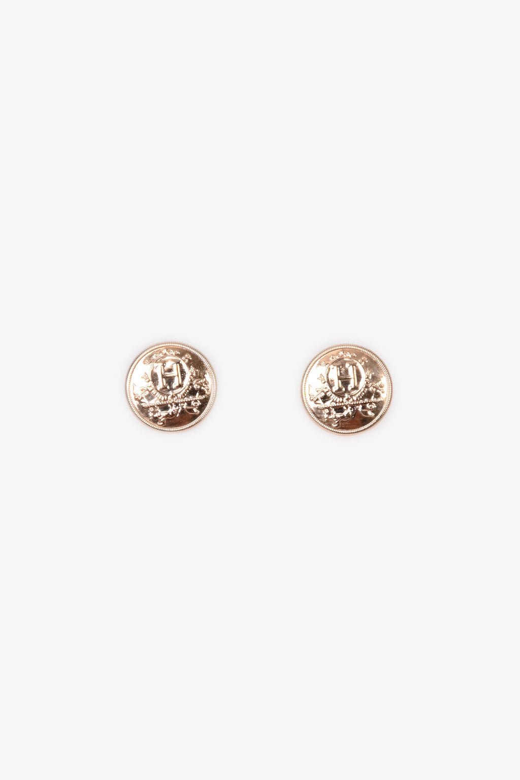 Hermès 18K Rose Gold TPM Ex-Libris Stud Earrings