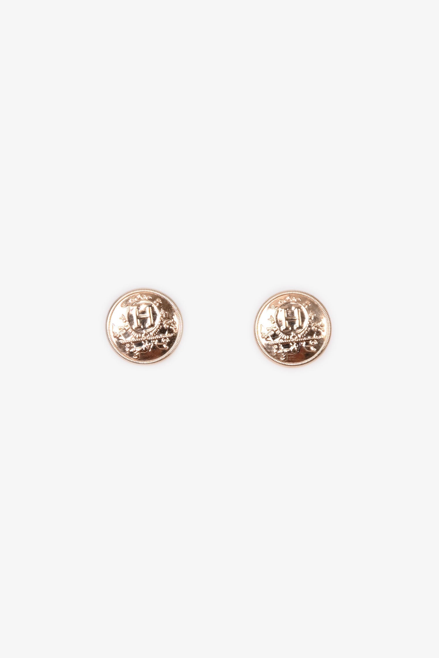 Hermès 18K Rose Gold TPM Ex-Libris Stud Earrings