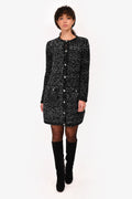 Pre-loved Chanel™ Black Speckled Cashmere/Silk Long Buttoned igan Size 36