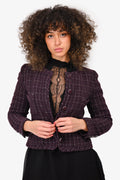 Pre-Loved Chanel™ Purple/Silver Tweed Buttoned Evening Jacket Estimated Size S/M