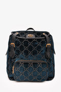 Gucci Navy Velvet/Gold Velvet Lady Web Backpack