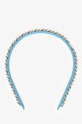 Pre-Loved Chanel™ 22S Blue Leather/Gold CC Chain-Link Headband