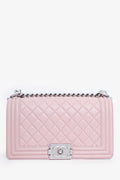 Pre-Loved Chanel™ 2014-15 Pink Quilted Leather Medium Boy Bag