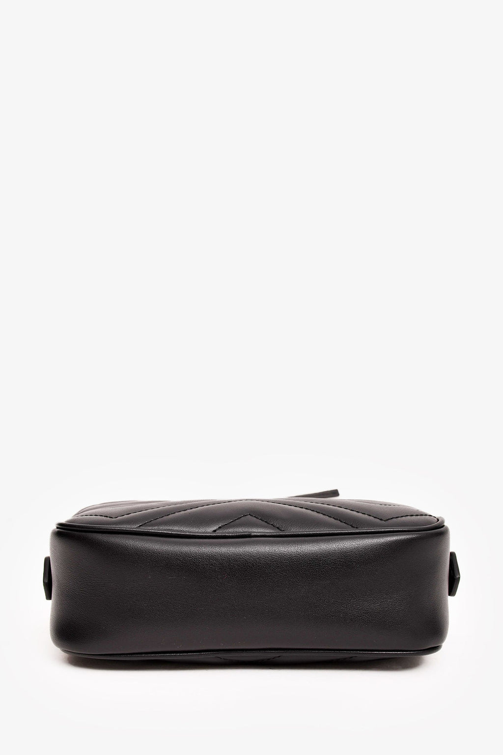 Gucci Black Chevron Leather Mini Marmont Camera Crossbody