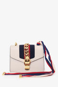 Gucci Cream Leather Mini Sylvie Web Chain Bag