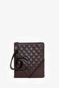 Chanel 2005-06 Brown Leather Cambon Flat Messenger Crossbody Bag 'As Is'